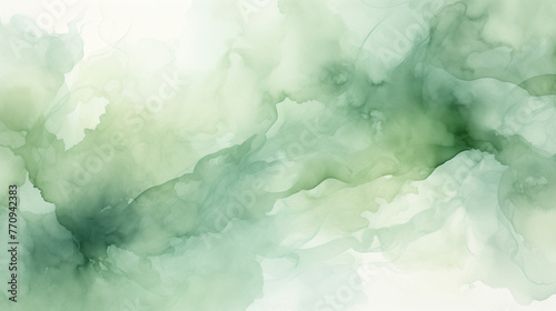 Green watercolor marbelling effect background banner