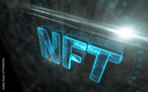 NFT non-fungible token symbol digital concept 3d illustration photo