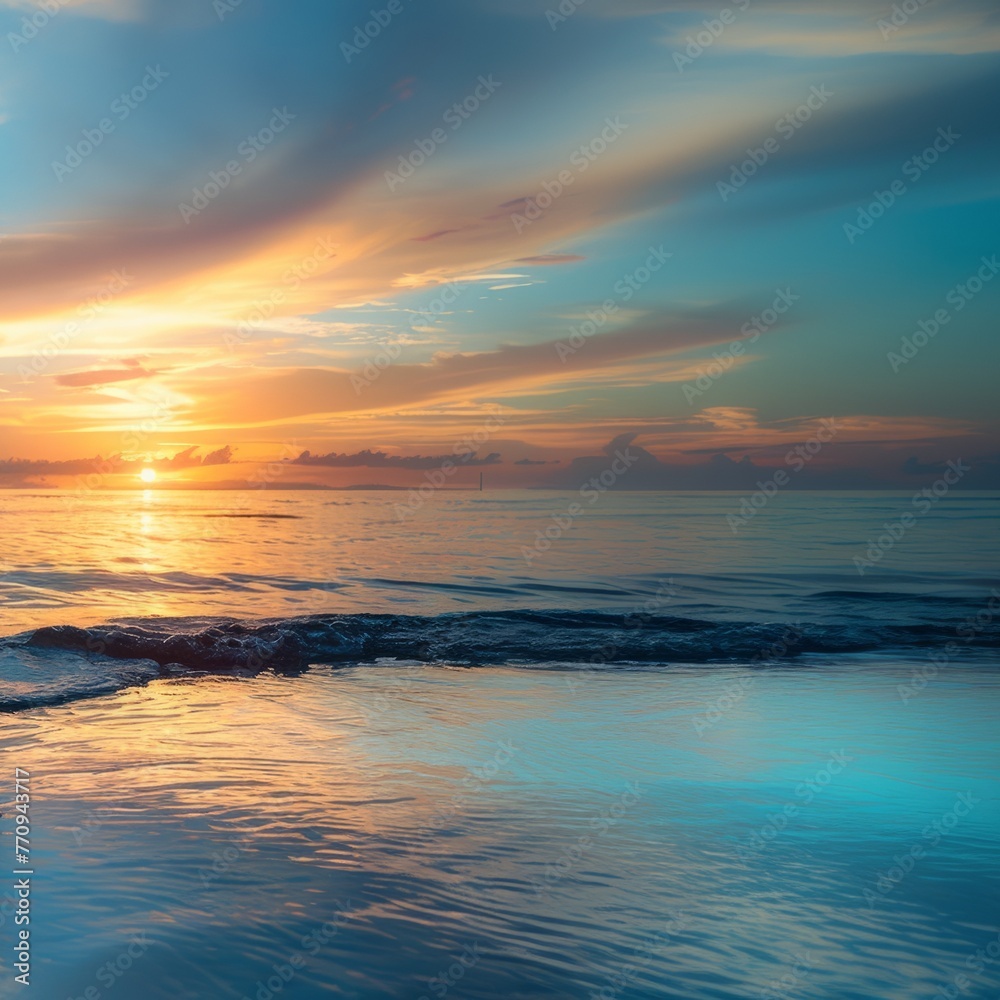 Obraz premium sunset on the seashore. space for text