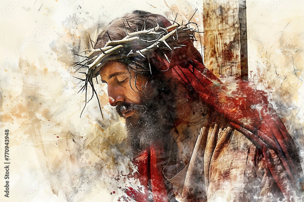Calvary's Agony: Portrait of Jesus with Crown