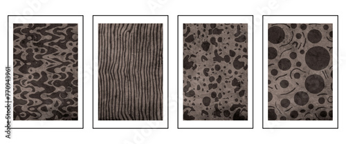Set of 4 Abstract illustration in vintage style. For use in graphics, for wall decor. .