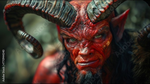 Close-Up of Demon With Horns