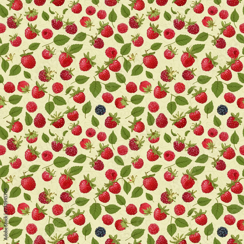 Abstract seamless fruit pattern with colorful ripe berries