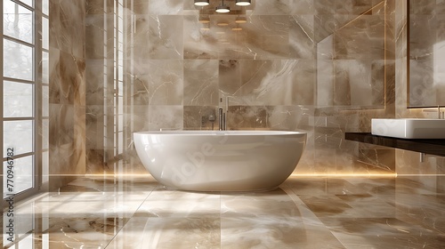 a luxurious bathroom with marble tiles
