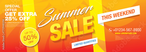 summer sale banner layout design, vector illustration