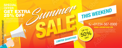 summer sale banner layout design, vector illustration