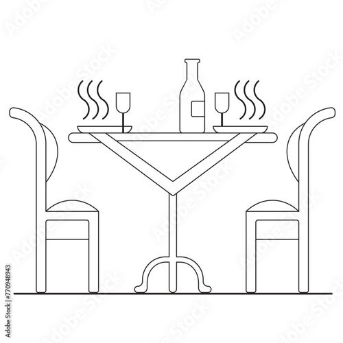 Vector illustration for dining room  (resturant table) interior - Furniture signs