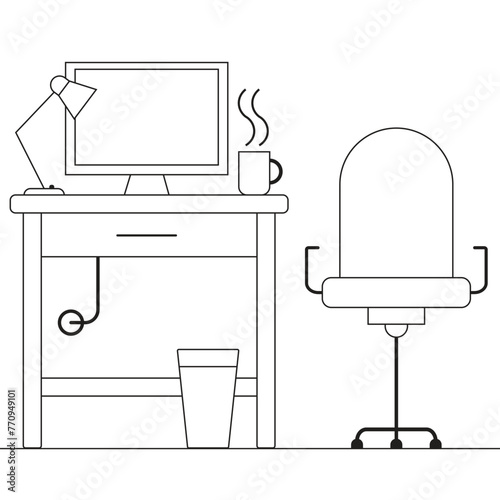 Vector illustration for study room interior - Furniture signs