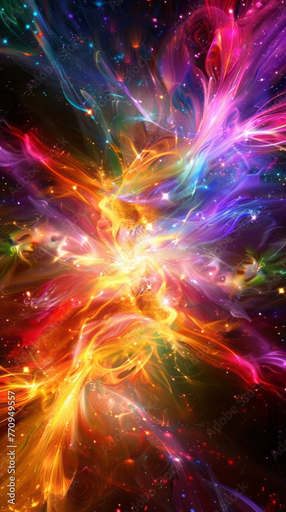 Fototapeta premium Explosive waves of cosmic energy. Abstract colored background.