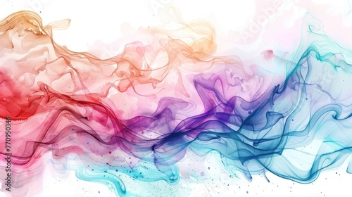 Abstract colorful shapes wave paint watercolor pattern background. AI generated image