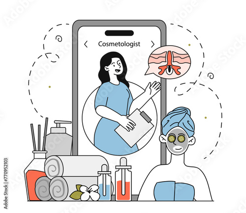 Cosmetician with client vector simple