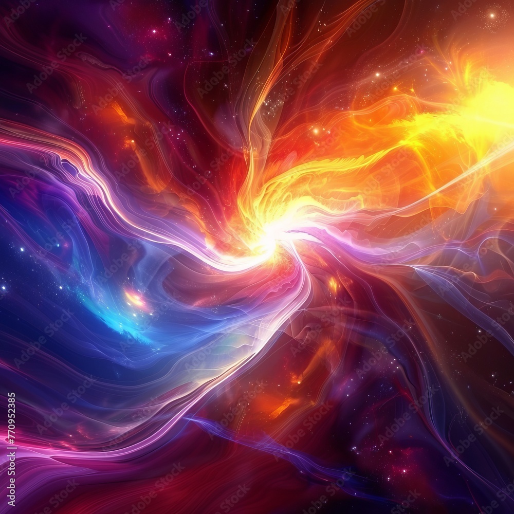 Obraz premium Explosive waves of cosmic energy. Abstract colored background.