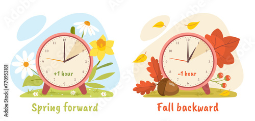 Daylight saving time vector concept