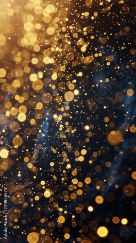 Blurry Gold Lights on Black Background