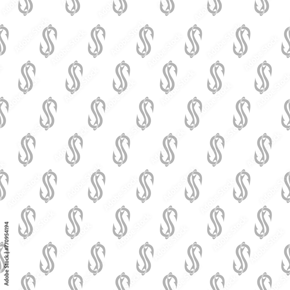 Fishing hook logo seamless pattern isolated on white Fishing hook logo seamless pattern isolated on white