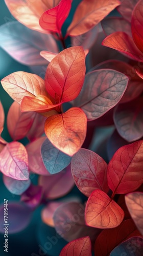 Close up of Red and Blue Leaf