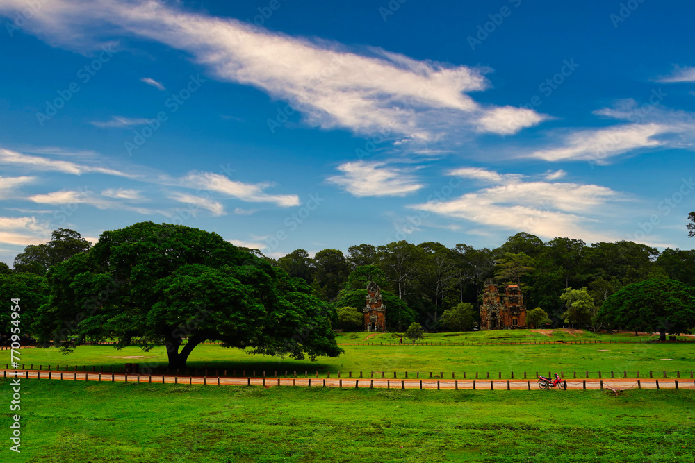 Fototapeta premium Angkor Thom - View of the outer grounds near Bayon temple complex at Siem Reap, Cambodia, Asia