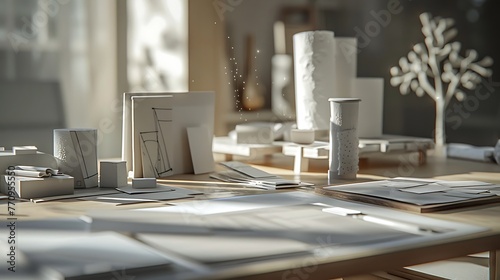 Inside fashioner working table a compositional arrangement of the house a variety range furniture and texture tests photo