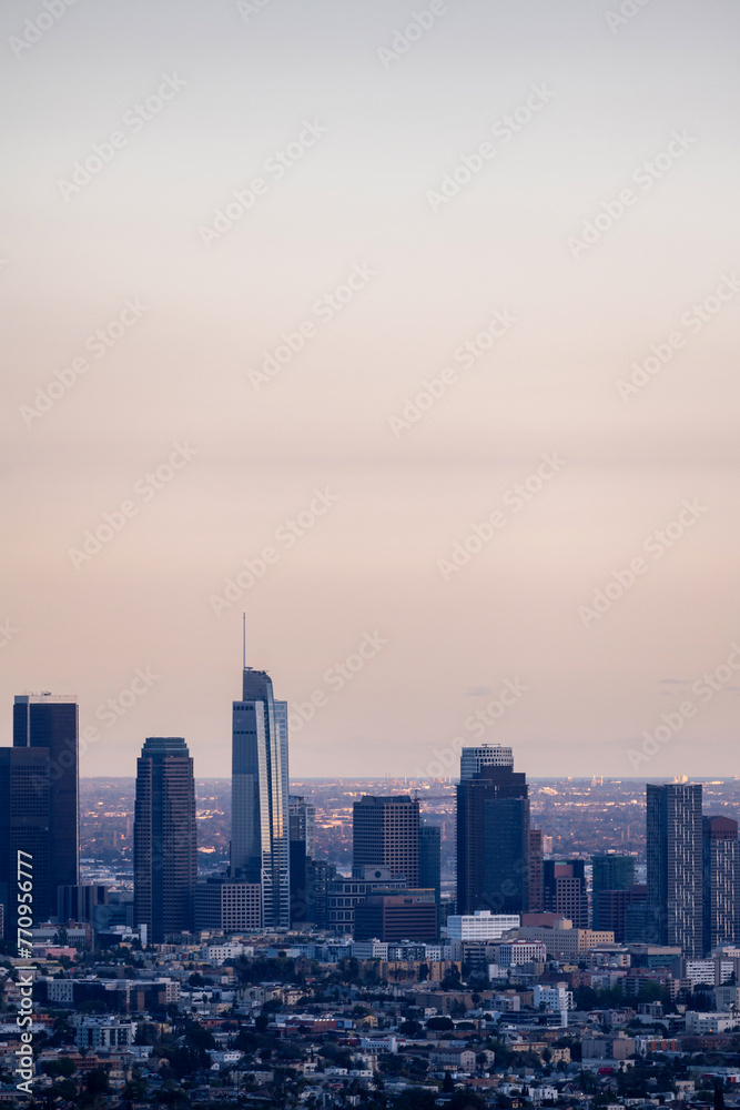 Los Angeles skyline at sunset Los Angeles skyline at sunset