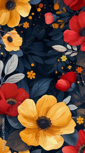 Orange Flowers Painting on White Background