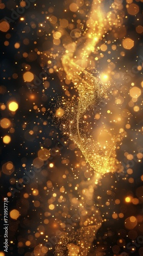 Blurry Gold Lights on Black Background