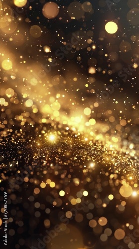 Blurry Gold Lights on Black Background