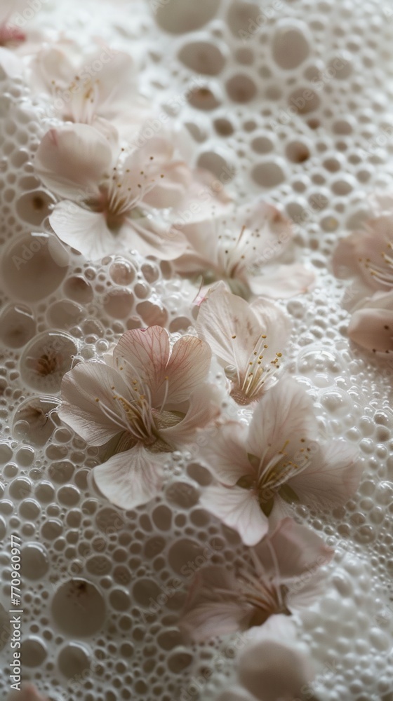 foam with flowers background. foam with flowers background.