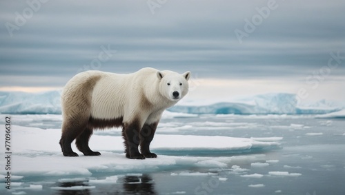 Majestic arctic mammal standing on frozen ice floe
