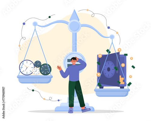 Man with money or time vector