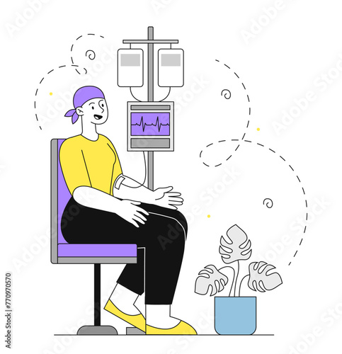 Person with oncology vector linear