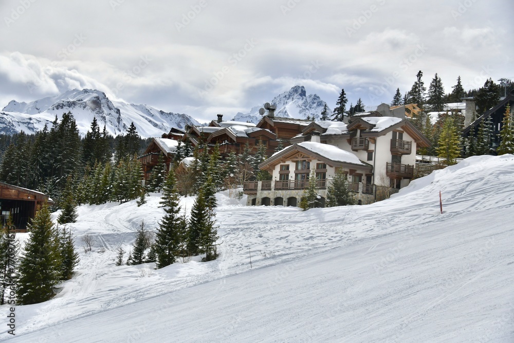 Courchevel ski resort by winter 