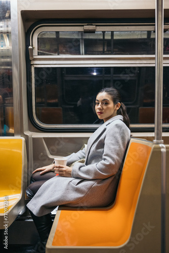 Businesswoman on the subway