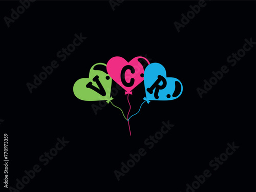 Letters VCR Heart Logo Art