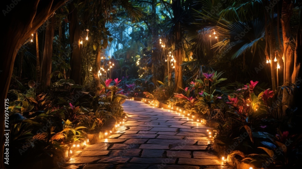 Fototapeta premium Celestial Entrance Illuminated Path to Paradise