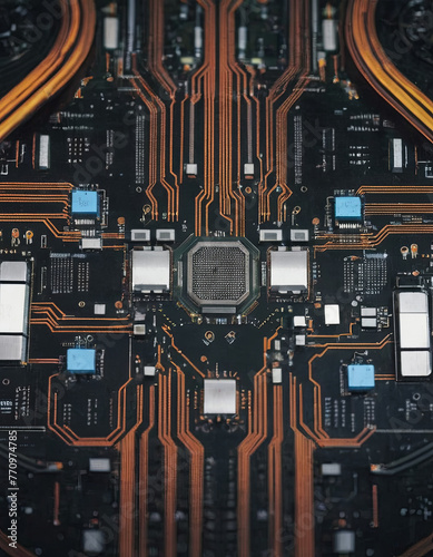 Silicio del domani: chip intricati, architetture complesse. Il cuore pulsante dell'intelligenza artificiale che definisce il futuro della tecnologia. photo