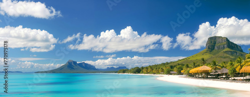 Amazing white beaches of the island of Mauritius.