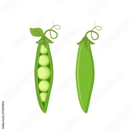 Obraz na płótnie Set of two green peas isolated on white background vector illustration w salonie
