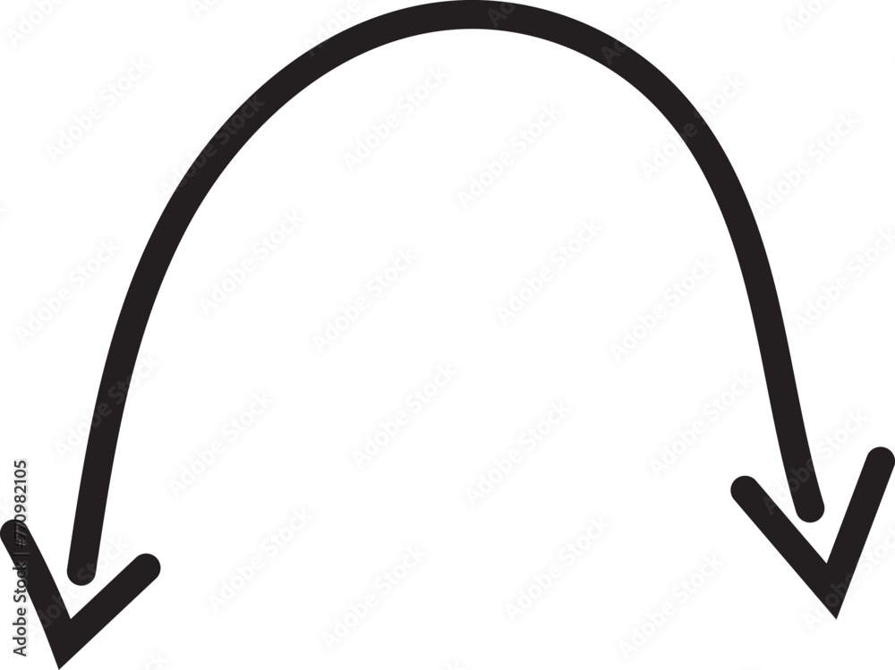 Dual semi circle arrow. Vector illustration. Semicircular curved thin long double ended arrow. Long arrow vector icon. Black horizontal double arrow. Vector 10 Eps. Black simple symbol for measuring. Dual semi circle arrow. Vector illustration. Semicircular curved thin long double ended arrow. Long arrow vector icon. Black horizontal double arrow. Vector 10 Eps. Black simple symbol for measuring.