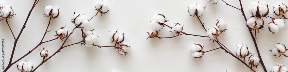 twig with cotton background. twig with cotton background.