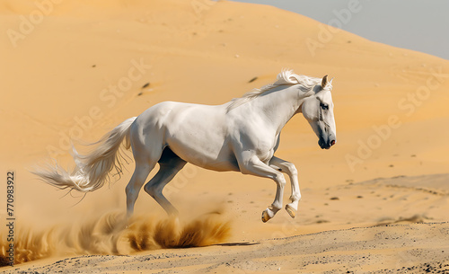 a white horse running in the desert stock photo in th c308d6f6-61b9-4289-9e6c-615b5d3f2b84 1 photo