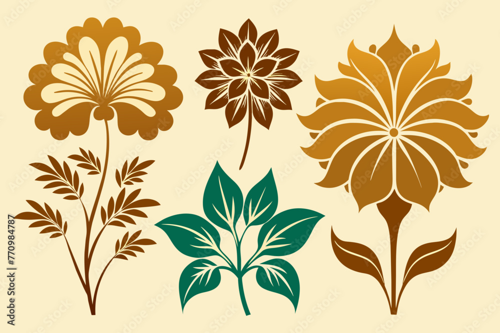 Various species beautiful flowers vector illustration