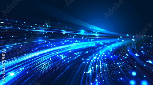 An abstract background featuring blue light streaks, reminiscent of fiber optic cables © Chingiz