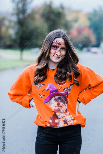 High Schooler with Halloween Make-up on