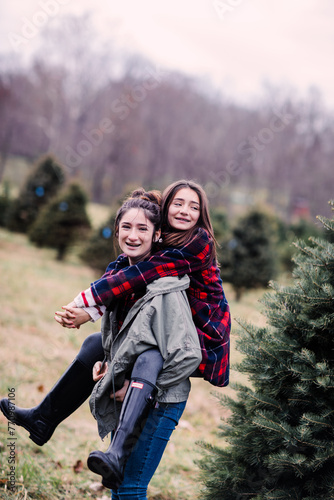 Sisters at Christmas Tree Farm