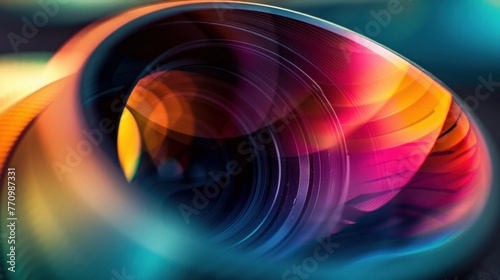 A close-up view of a camera lens diaphragm photo