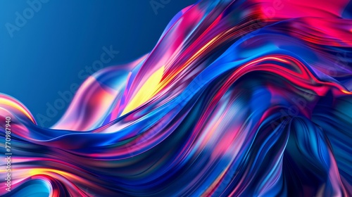 A whirl of colorful dynamic motion set against a striking blue background