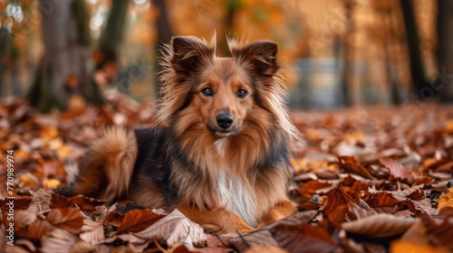 Dog with brown shelties photo