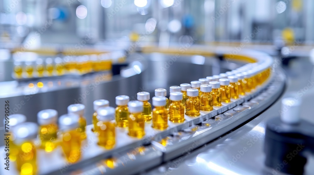 A state-of-the-art medical ampoule production line operates