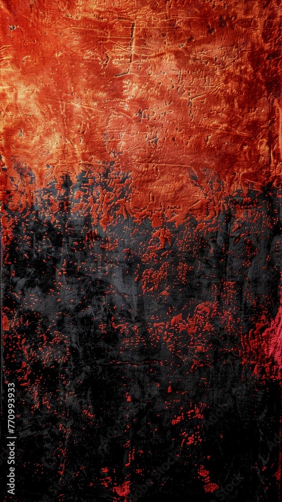 Bold Orange and Black Abstract Painting. Generative AI