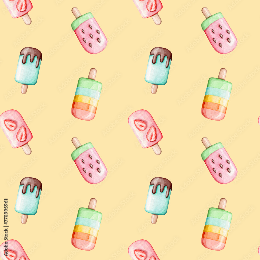 Seamless pattern with lollipop ice cream